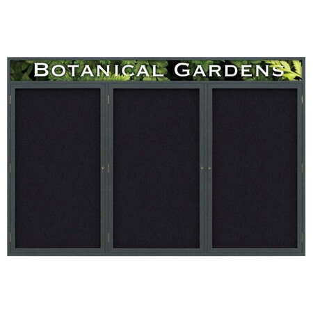 United Visual Products Open Faced Easy Tack Board, 60"x36", Black Fabric/Gold UV9002AEZ-BLACK-GOLD